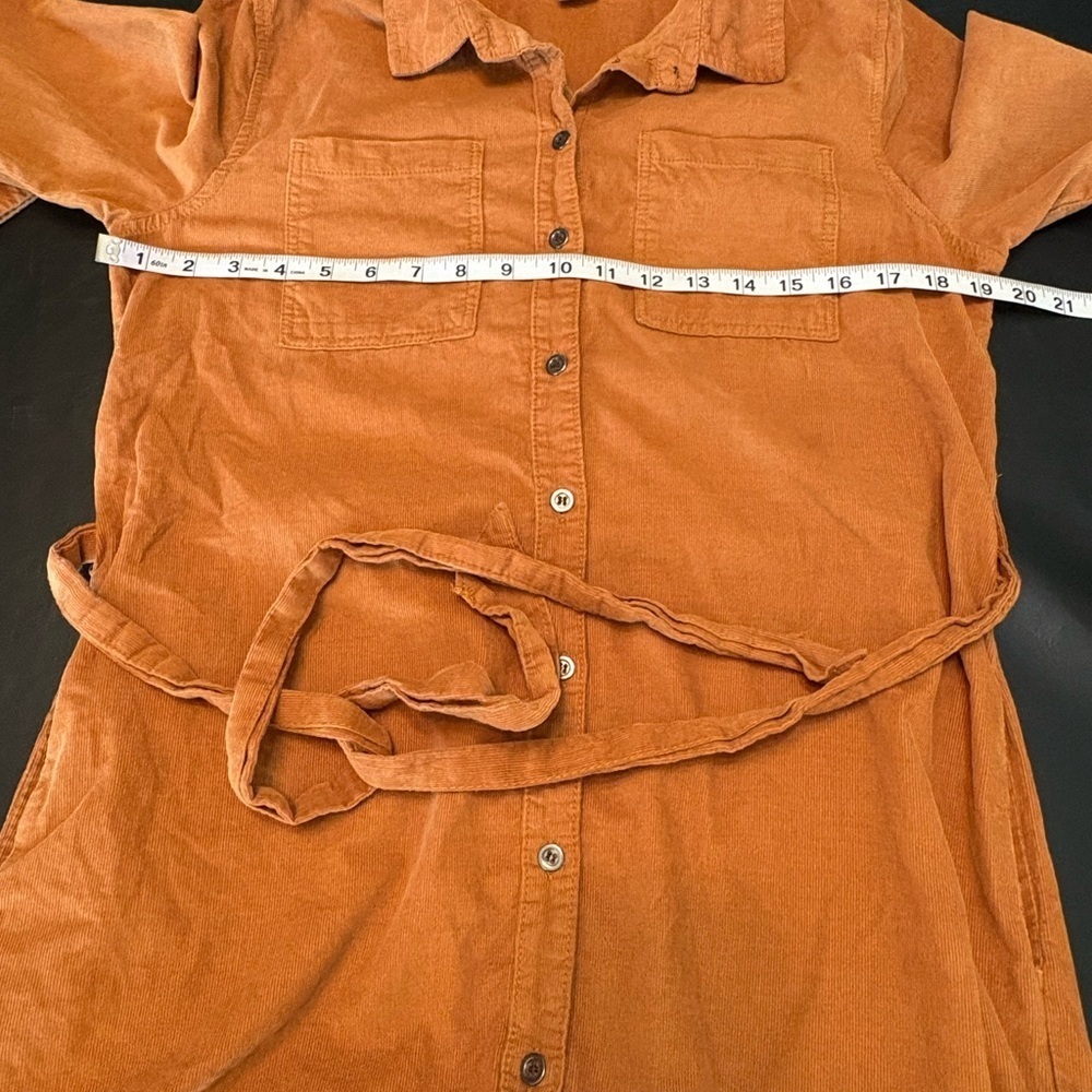 Lucky Brand Corduroy Brown Button-Up Belted Dress w/Pockets size XS - Picture 5 of 15